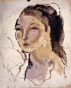 Jules Pascin Head portrait of woman oil painting artist